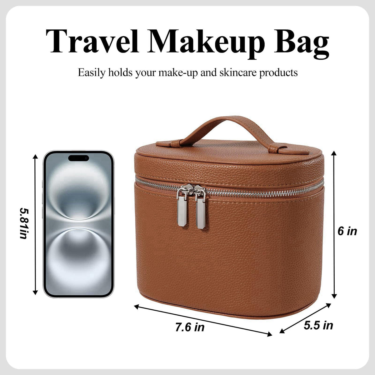 honitty Makeup Bag, Travel Make up Case with Compartments and Handle, Portable Cosmetic Organizer Bags,Toiletry Bag for 