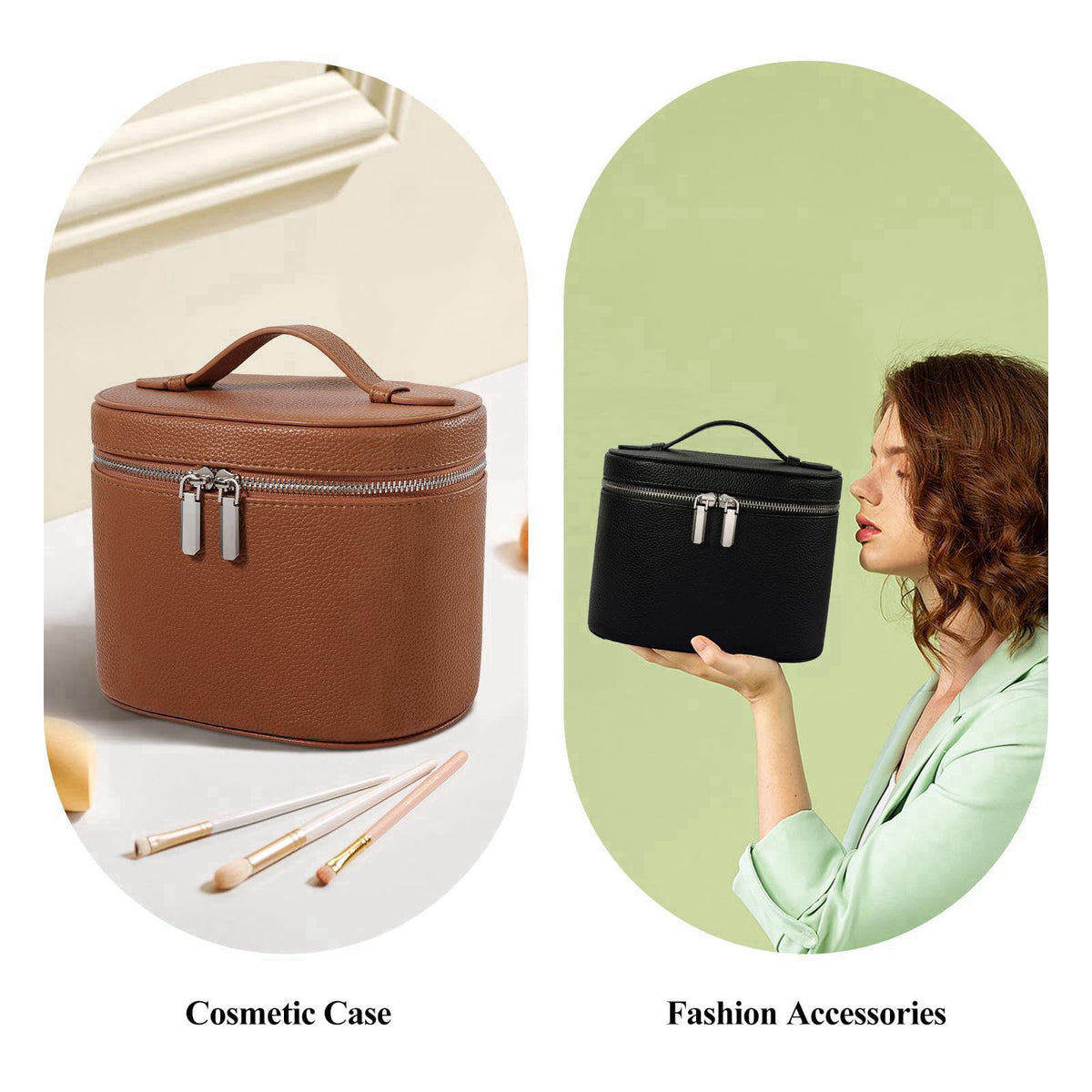 honitty Makeup Bag, Travel Make up Case with Compartments and Handle, Portable Cosmetic Organizer Bags,Toiletry Bag for 