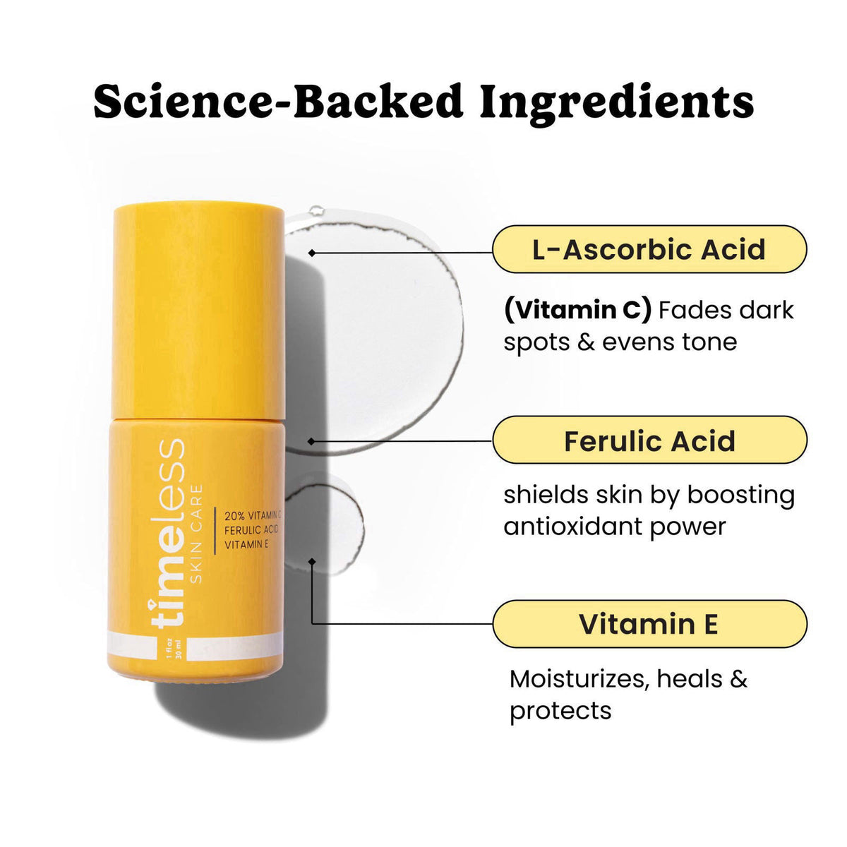 Timeless Skin Care Timeless 20% Vitamin C + E Ferulic Acid Serum, Antioxidant, 1 fl oz – close-up detail