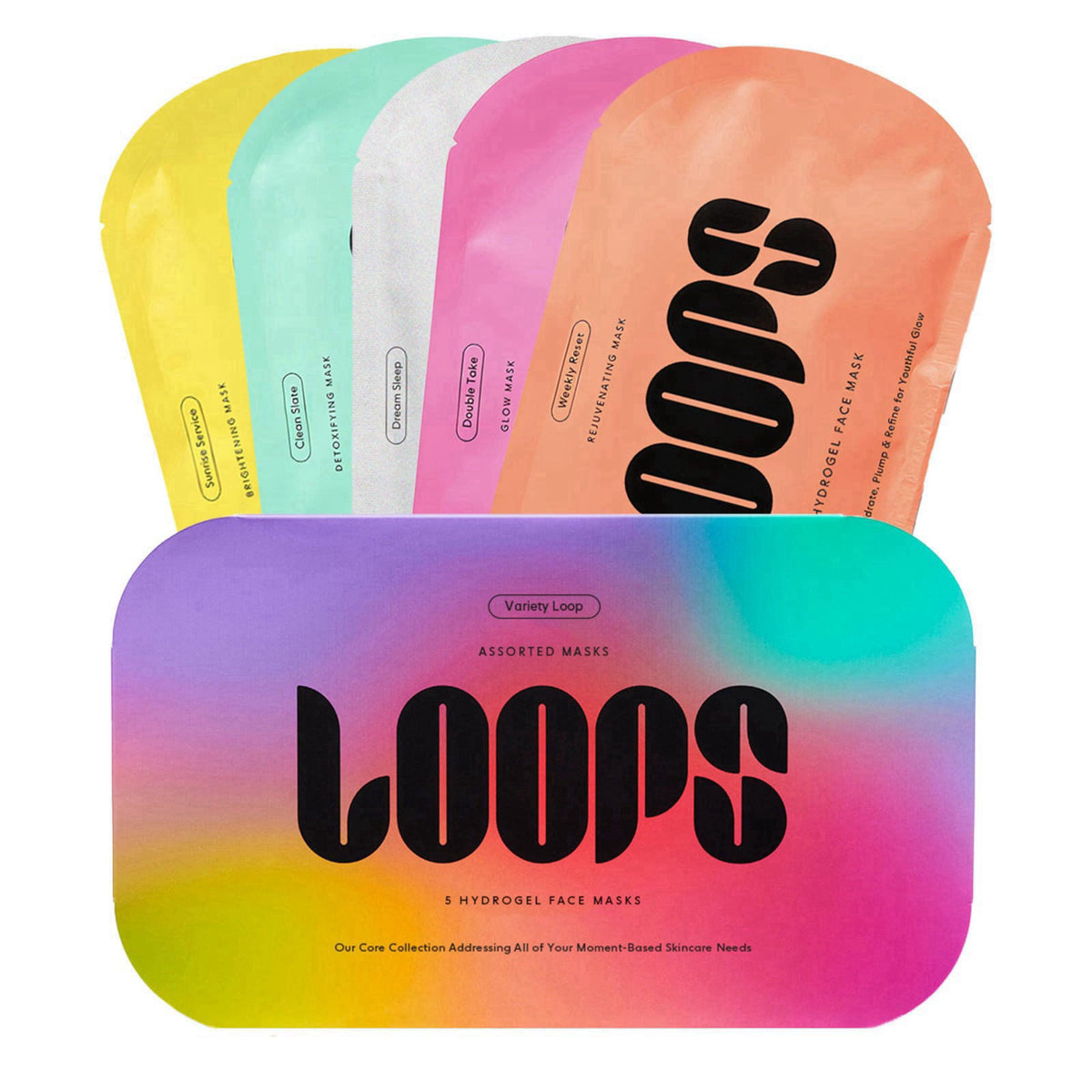 LOOPS Variety Loop Kit - Hydrogel Korean Face Masks, 5 Masks – close-up detail
