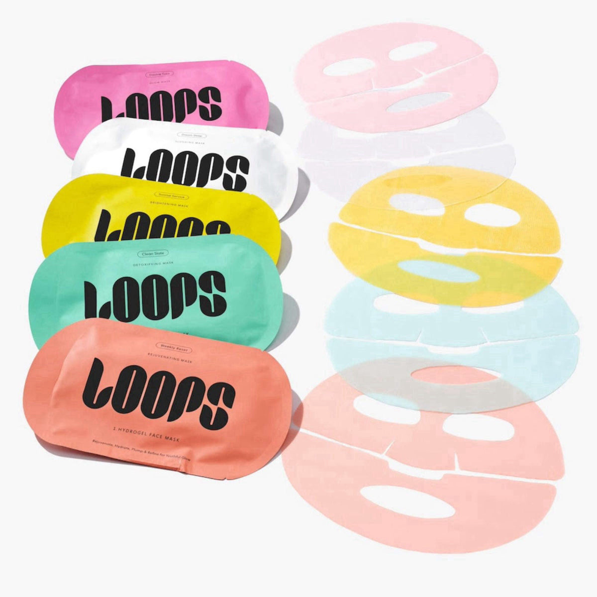 LOOPS Variety Loop Kit - Hydrogel Korean Face Masks, 5 Masks – packaging and label