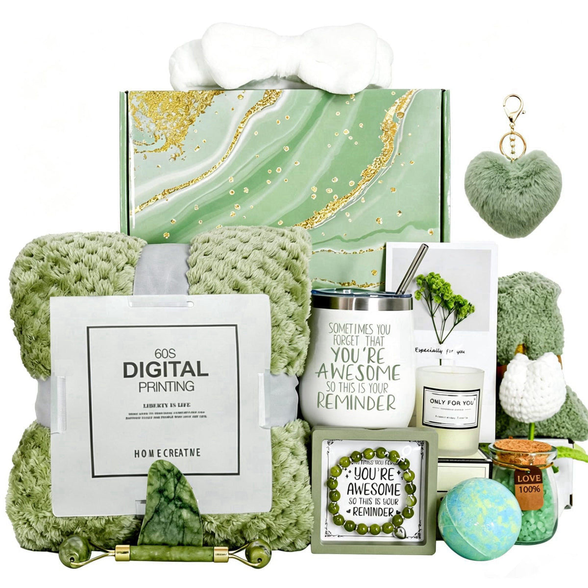 Leewjed Self Care Gifts Baskets Women, 16PCS Get Well Soon Gift Box Relaxing Spa Set Care Package for Birthday, Valentin