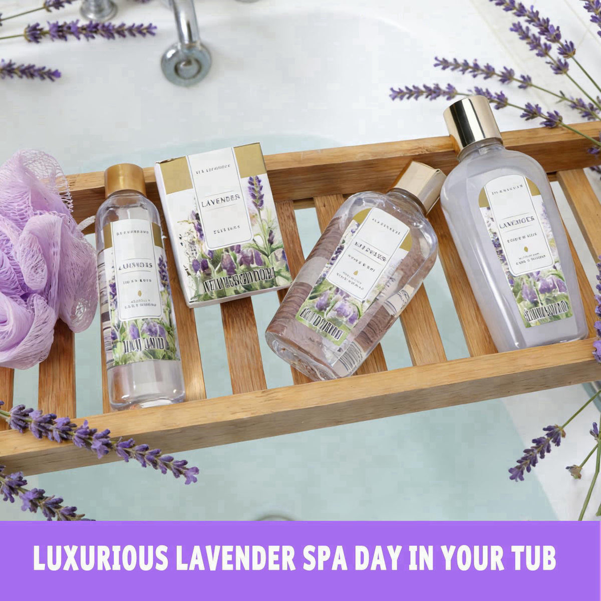 Spa Luxetique Bath Sets for Women Gifts - 10 Pcs Lavender Spa Kit, Self Care Kit for Her, Birthday, Anniversary, Holiday