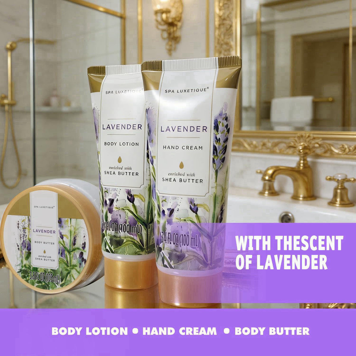 Spa Luxetique Bath Sets for Women Gifts - 10 Pcs Lavender Spa Kit, Self Care Kit for Her, Birthday, Anniversary, Holiday