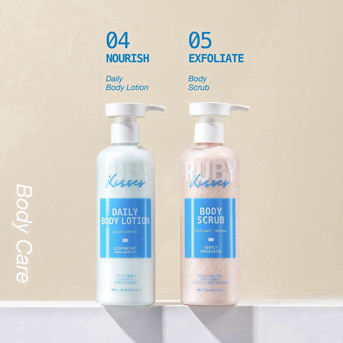 Ruby Kisses Complete Hydration Skincare Set, Face & Body Essentials, Includes Daily Foaming Cleanser, Balancing Mist Ton