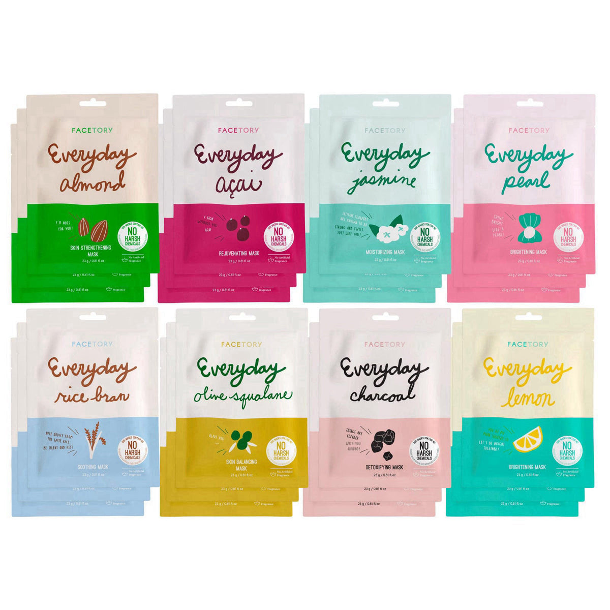 FACETORY Everyday 8 Korean Face Mask Variety Pack, 24 Count – alternate angle