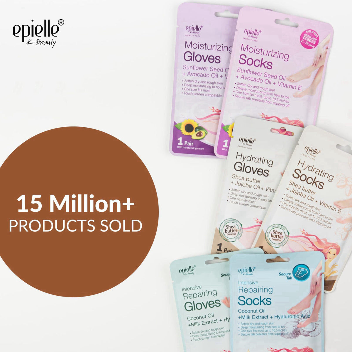Epielle Hydrating Hand & Foot Masks, Relieve and Soften Dry, Overworked Skin, Self Care Gifts for Women, Spa Kit, 6 Mois