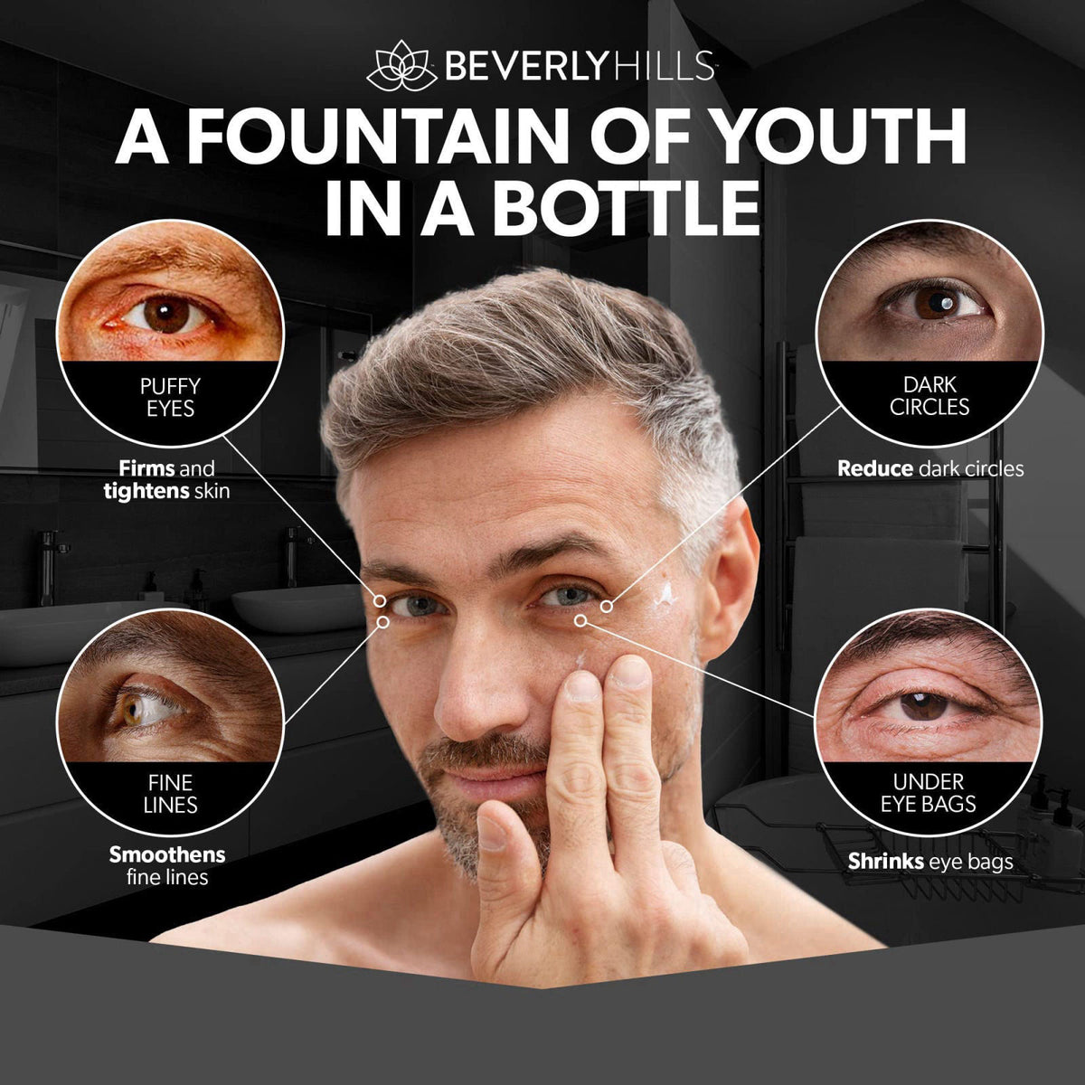 Beverly Hills Mens Instant Facelift and Eye Serum Treatment for Dark Circles, Puffy Eyes, and Wrinkles – packaging and l
