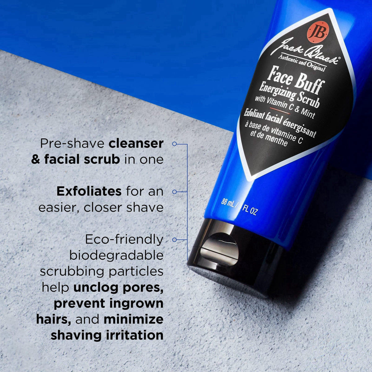 Jack Black Face Buff Energizing Scrub, Exfoliating Mens Face Wash – full view, size 6 Fl Oz (Pack of 1)