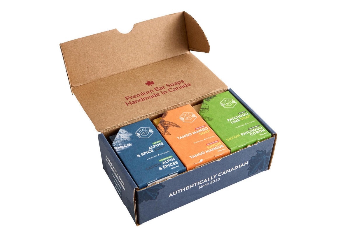 Crate 61 Organics, Handmade in Canada, Plant Based Cold Process Natural Bar Soap, With Premium Essential Oils, Dry Skin,