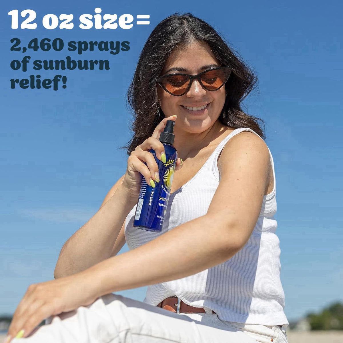 Solar Recover After Sun Moisturizing Spray (12 Ounce) - Hydrating Facial and Body Mist - 2460 Sprays of Sunburn Relief W