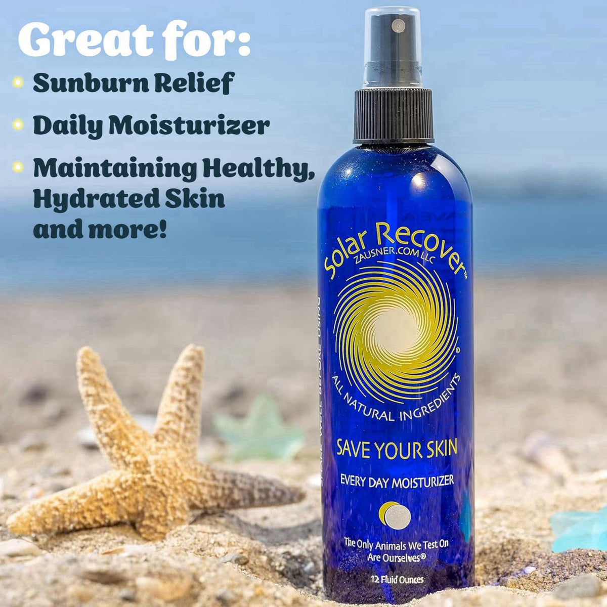 Solar Recover After Sun Moisturizing Spray (12 Ounce) - Hydrating Facial and Body Mist - 2460 Sprays of Sunburn Relief W