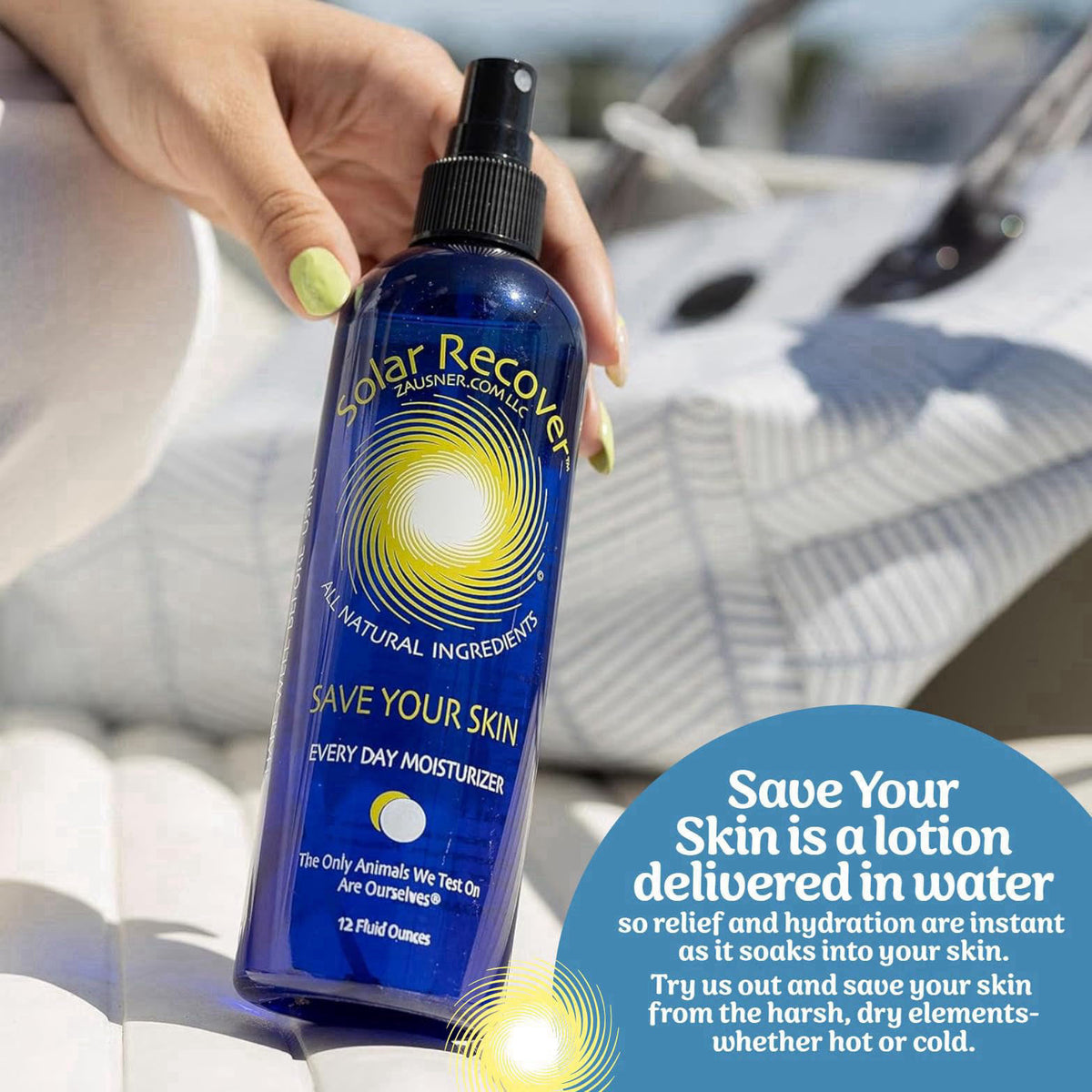 Solar Recover After Sun Moisturizing Spray (12 Ounce) - Hydrating Facial and Body Mist - 2460 Sprays of Sunburn Relief W
