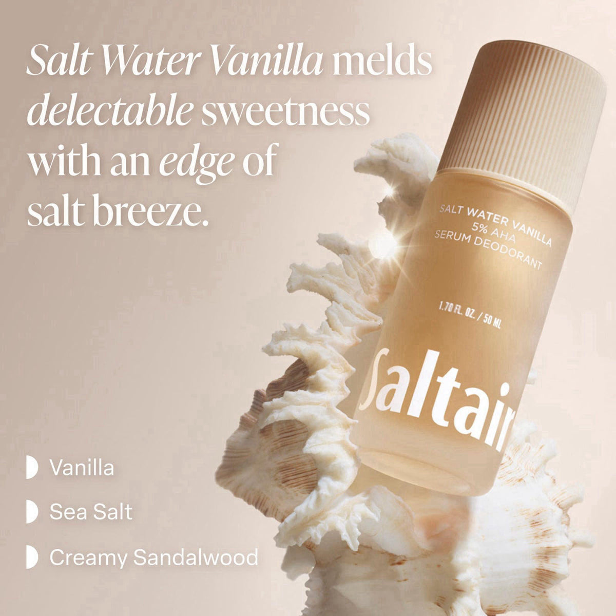 Saltair Serum Deodorant | 5% AHA Roll-On | Salt Water Vanilla, 2 Pack – product photo (Deodorant)