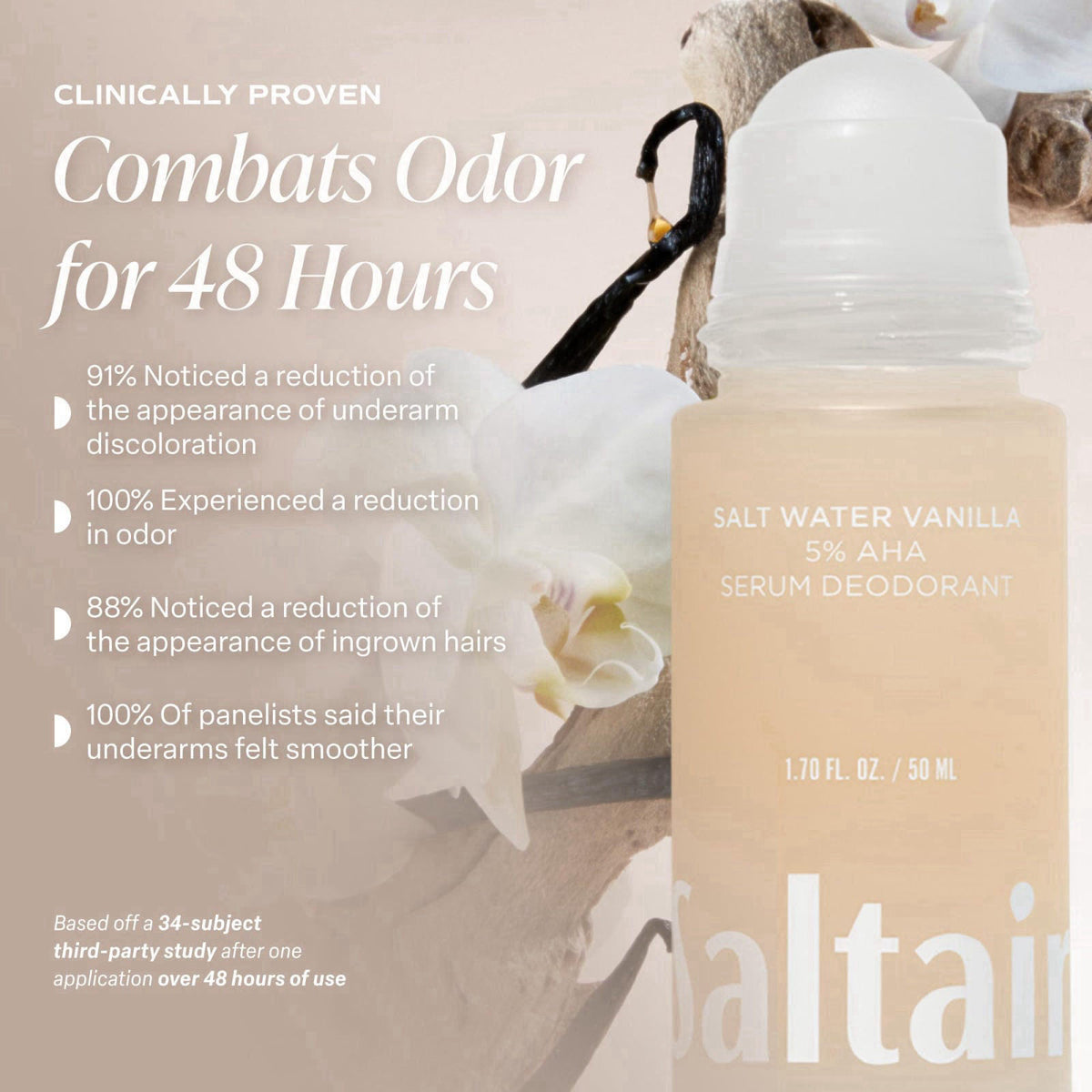 Saltair Serum Deodorant | 5% AHA Roll-On | Salt Water Vanilla, 2 Pack – full view