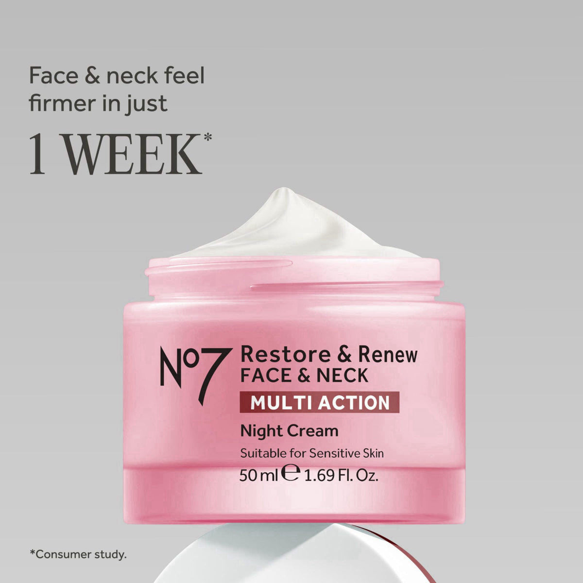 No7 Restore & Renew Sculpting Night Cream for Face & Neck, 1.69 Oz – close-up detail