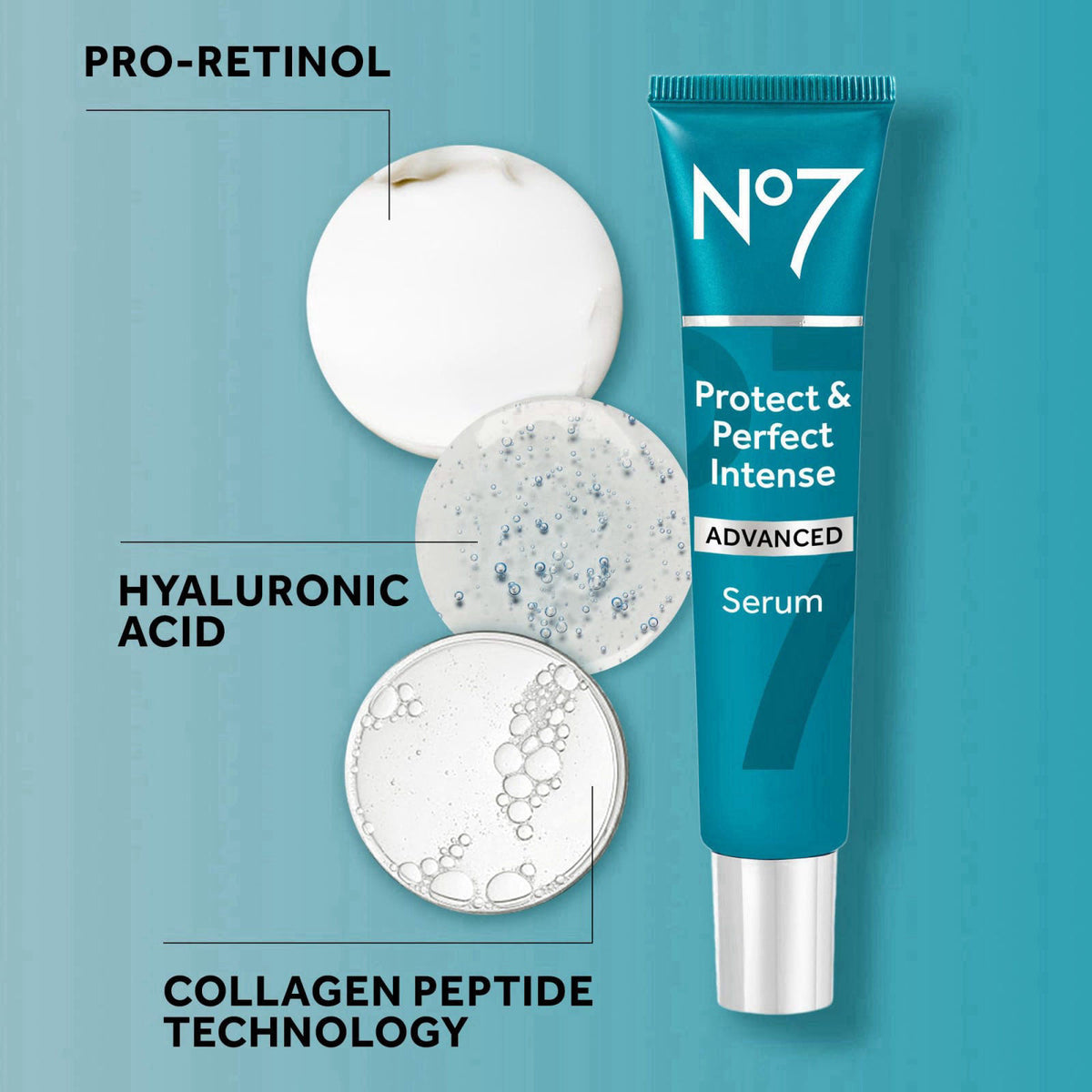 No7 Protect & Perfect Intense Advanced Serum, 1.69 Fl Oz – back view and specifications