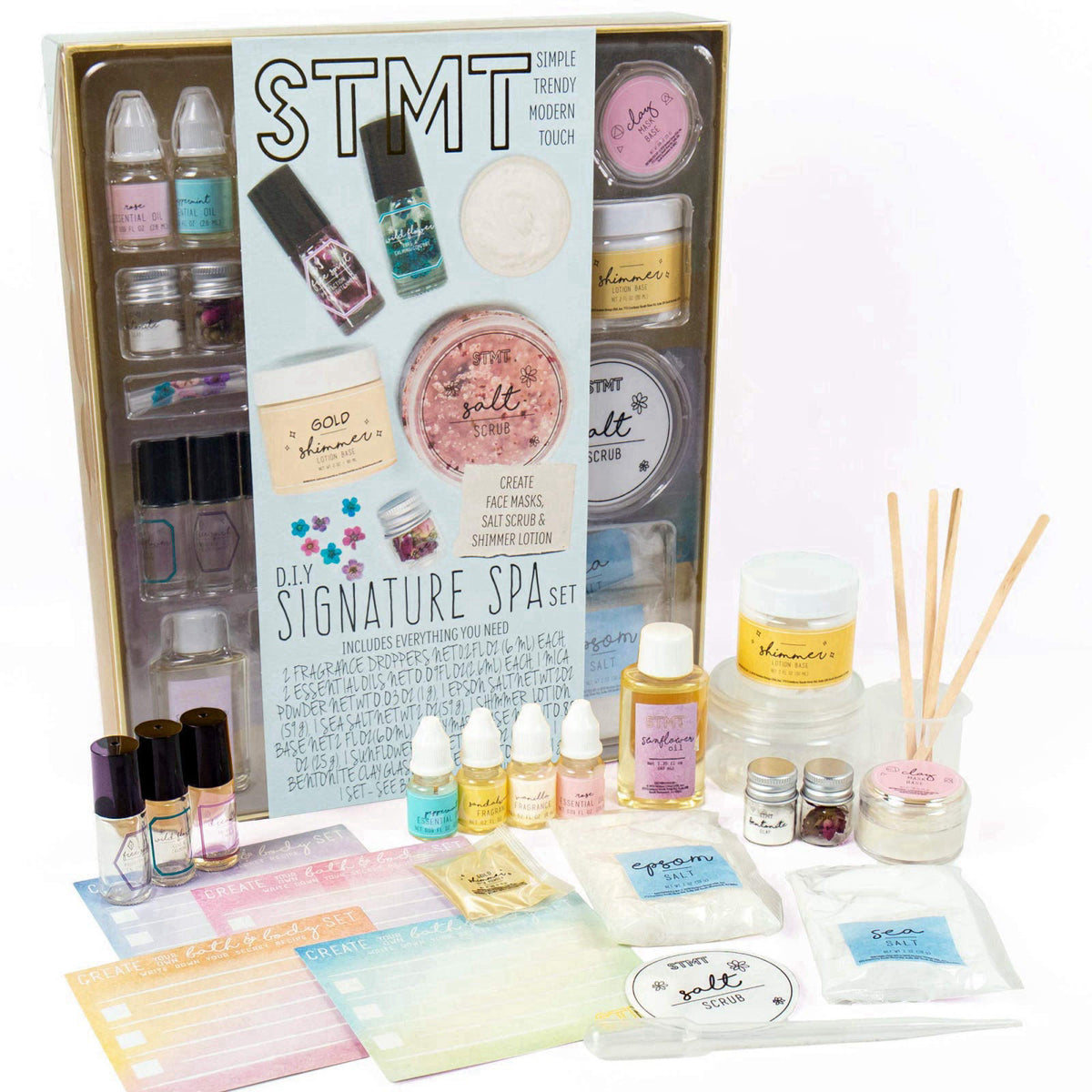 STMT DIY Signature Spa Set by Horizon Group USA, Mix & Make Your Own Spa Supplies with Salt Scrubs, Fragrances & Shimmer
