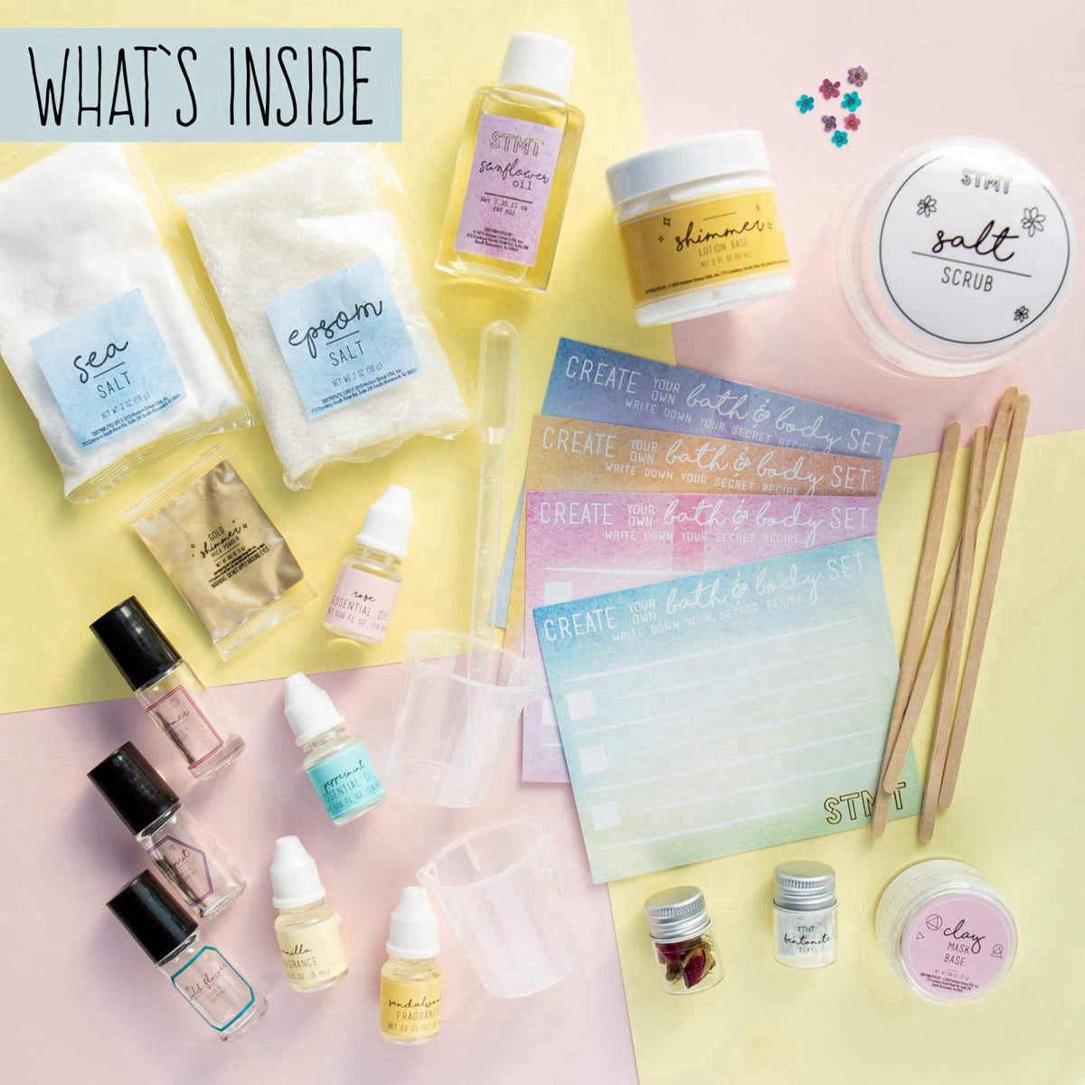 STMT DIY Signature Spa Set by Horizon Group USA, Mix & Make Your Own Spa Supplies with Salt Scrubs, Fragrances & Shimmer