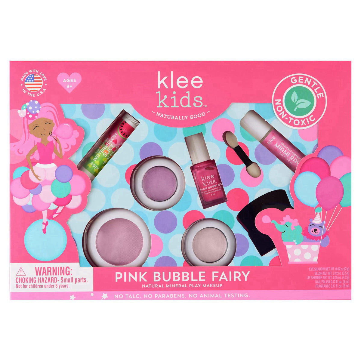 Klee Naturals Deluxe Mineral Play Makeup Kit. Kid-Friendly and Non-Toxic. Made in USA. (Pink Bubble Fairy) – product pho