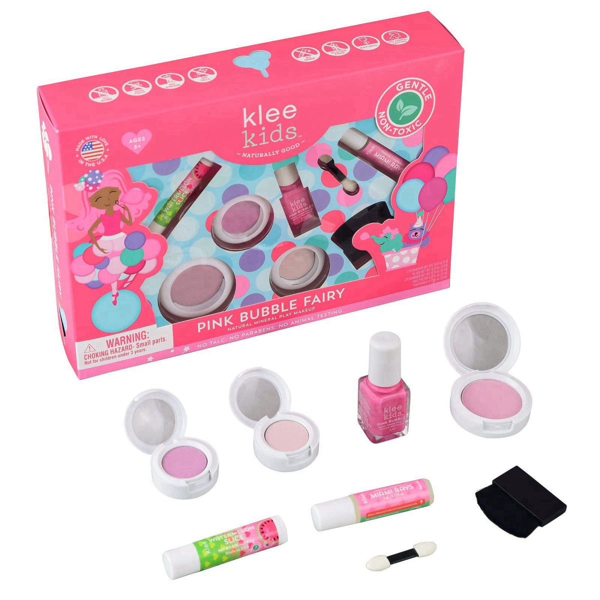 Klee Naturals Deluxe Mineral Play Makeup Kit. Kid-Friendly and Non-Toxic. Made in USA. (Pink Bubble Fairy) – close-up de