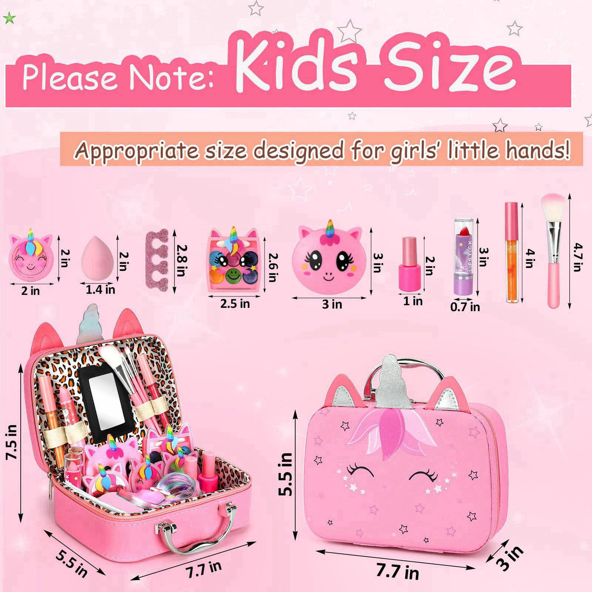Heaning Real Kids Makeup Girl Toys - Safe / Non-Toxic / Washable – packaging and label