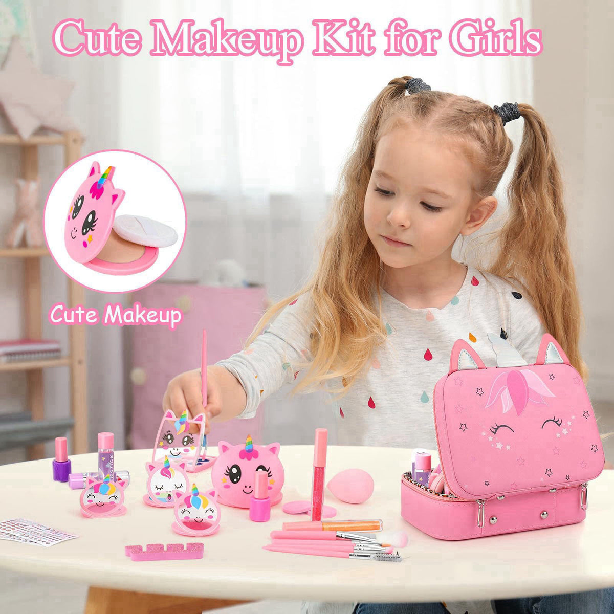 Heaning Real Kids Makeup Girl Toys - Safe / Non-Toxic / Washable – full view