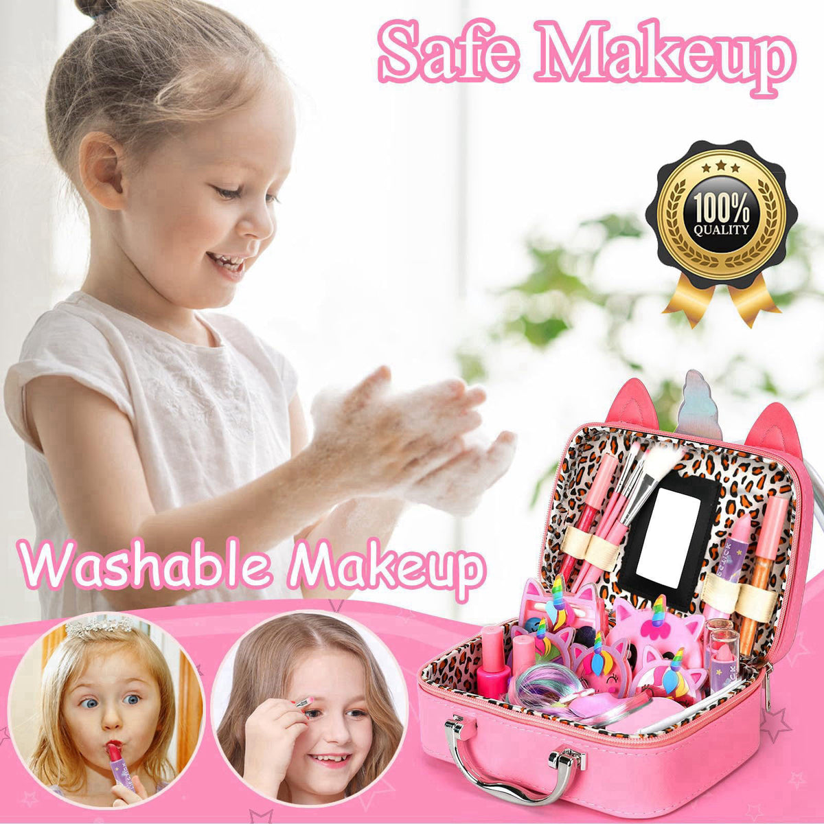 Heaning Real Kids Makeup Girl Toys - Safe / Non-Toxic / Washable – alternate angle