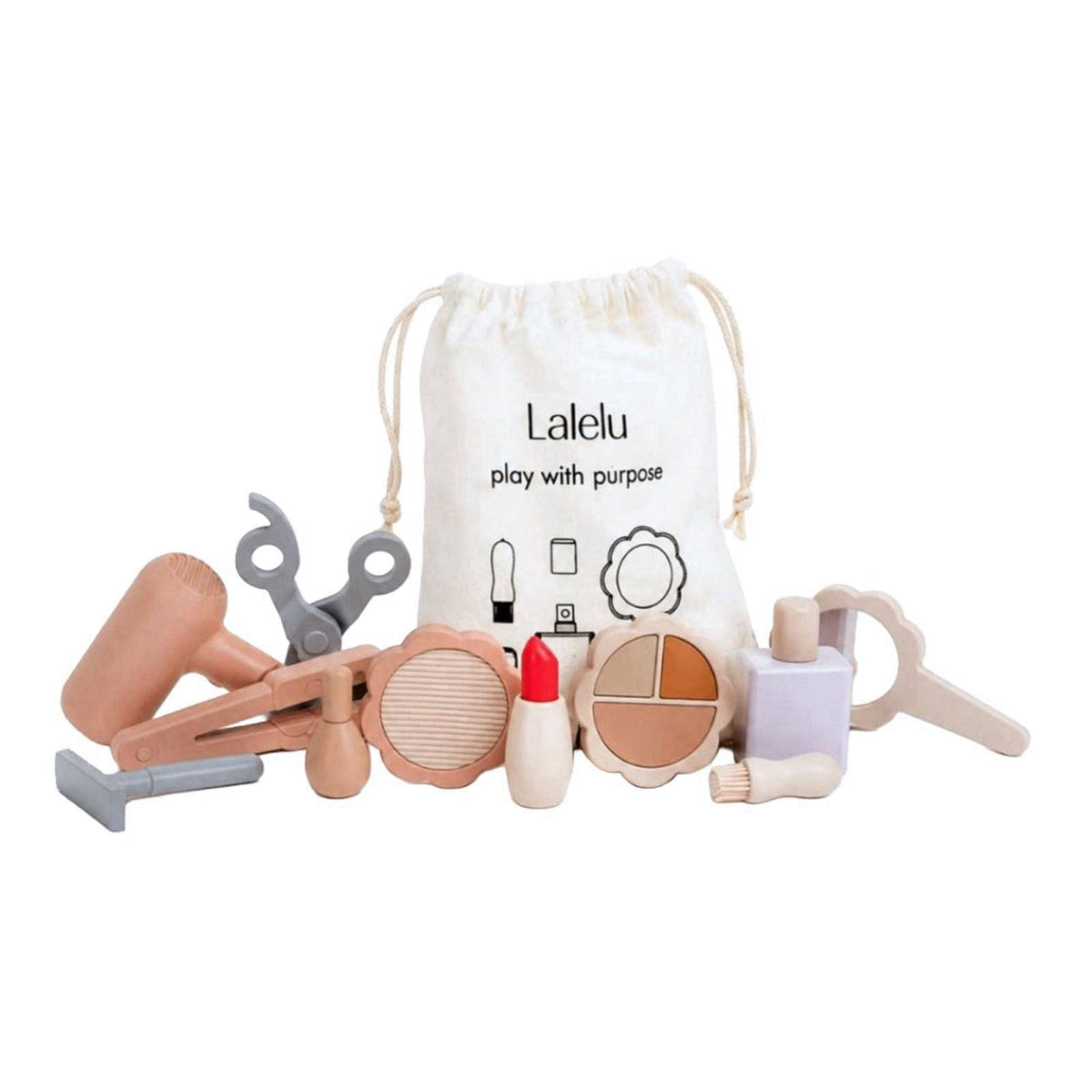 Lalelu 9Pc Silicone Pretend Makeup Set for Kids - Fake Play Beauty Toys – product photo (Makeup &amp; Jewelry Sets)