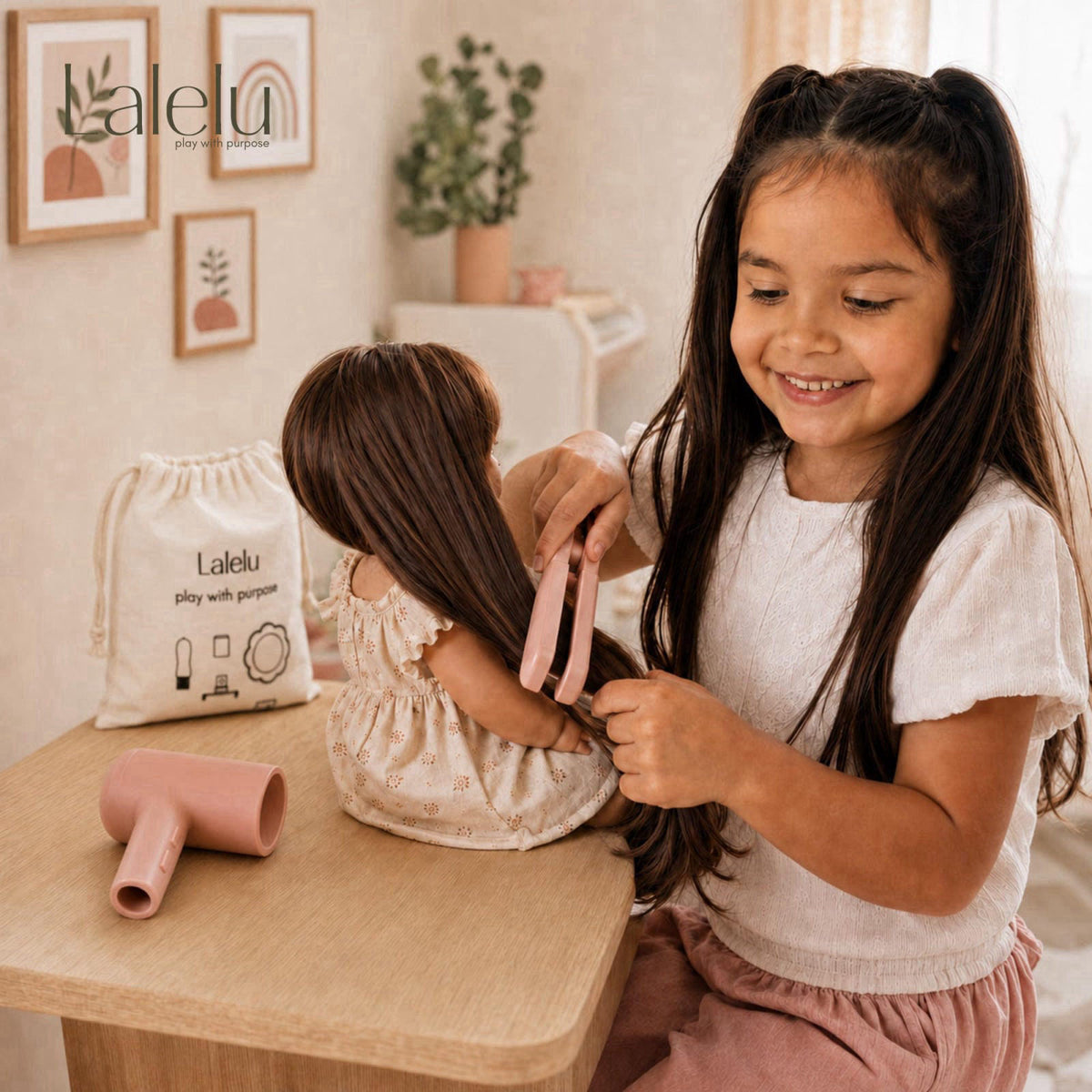 Lalelu 9Pc Silicone Pretend Makeup Set for Kids - Fake Play Beauty Toys – alternate angle