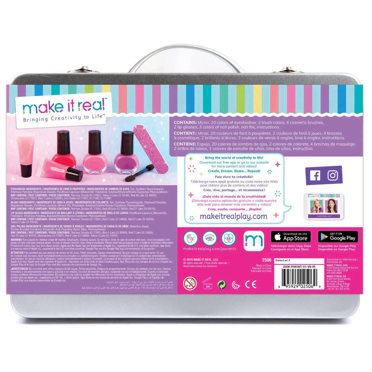 Make It Real Glam Makeup Set - 10 Piece All-in-One Cosmetic Beauty Kit – packaging and label