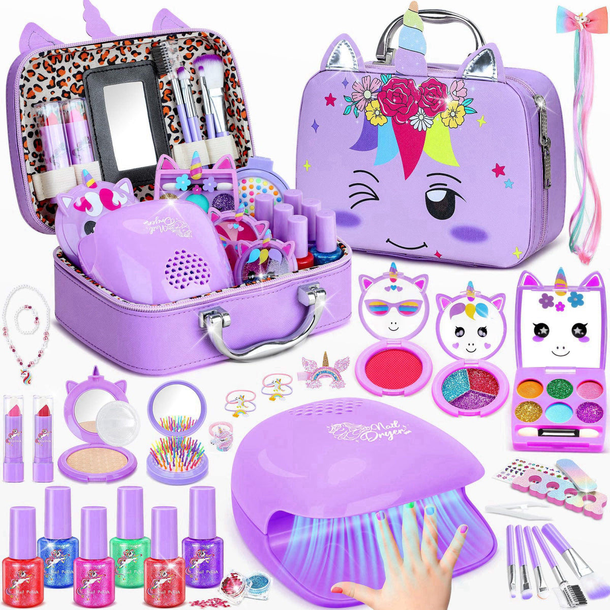 PERRYHOME Kids Makeup Kit for Girl, Kids Nail Polish Set, Real Washable Cosmetic Set – product photo (Makeup &amp; Jewel
