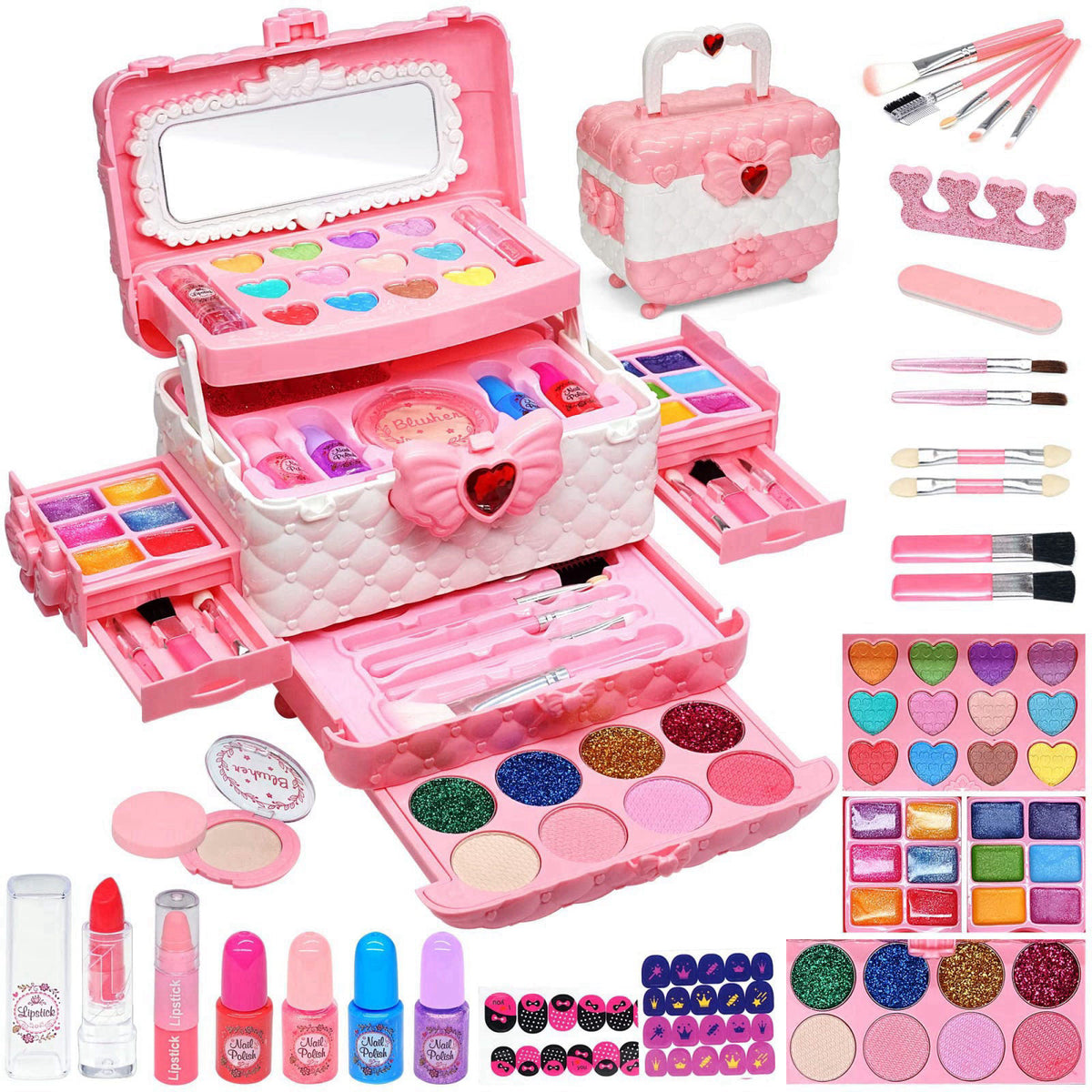HERAPFANN Kids Makeup Kit for Girls - Washable Pretend Play Make‑Up Cosmetic Toy Set – product photo (Makeup)