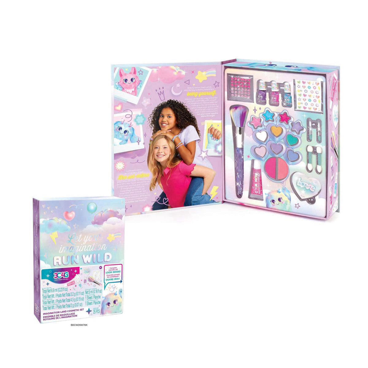 Make It Real 3C4G: Imagination Land Cosmetic Set - 25pc Complete Beauty Set, Blush, Eyeshadow, Lip Gloss, Nail Polish, T