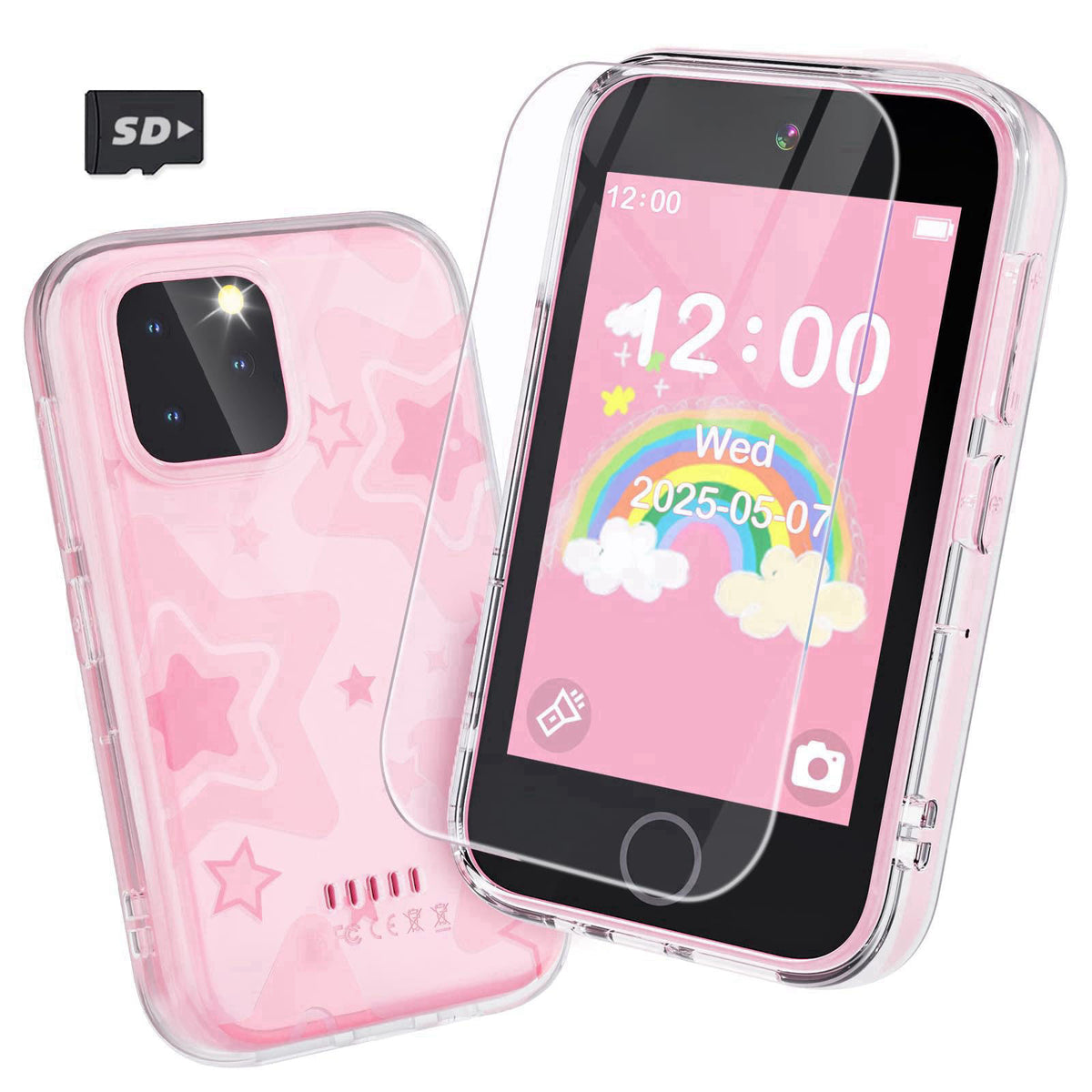 Meetrye Kids Smart Phone,3.5" Touchscreen Learning Toy Phone for Girl,Pink – alternate angle