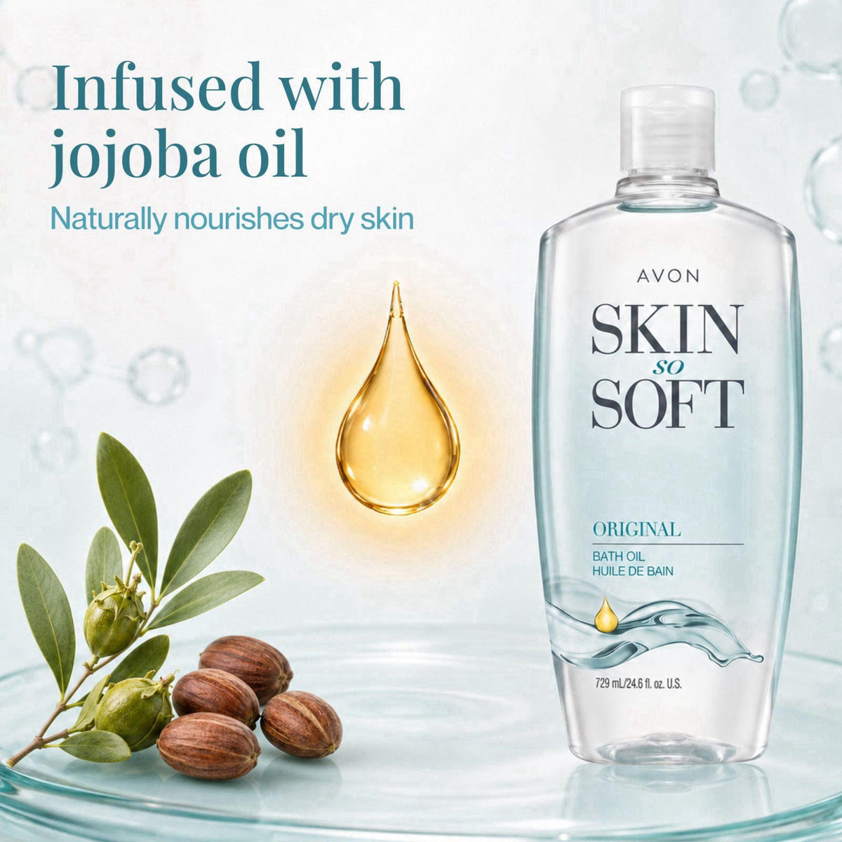 AVON Skin So Soft Original Bath Oil - 24.6 oz - Moisturizing Body Oil – full view