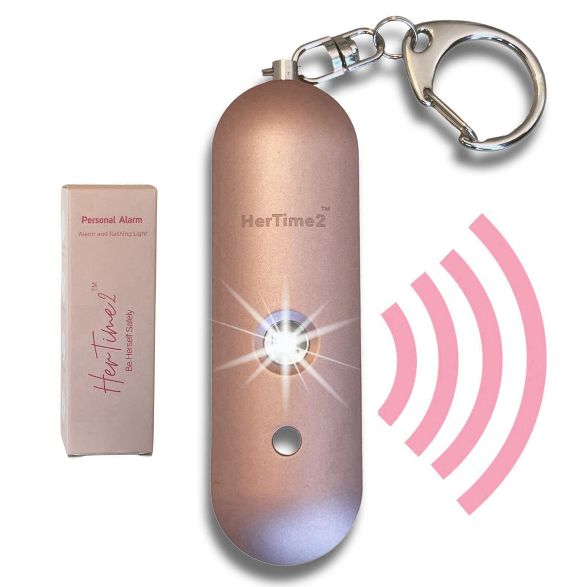 HerTime2 Personal Safety Alarm for Women - Loud Self Defense Siren, Waterproof Keychain with Strobe Light - Battery Powe