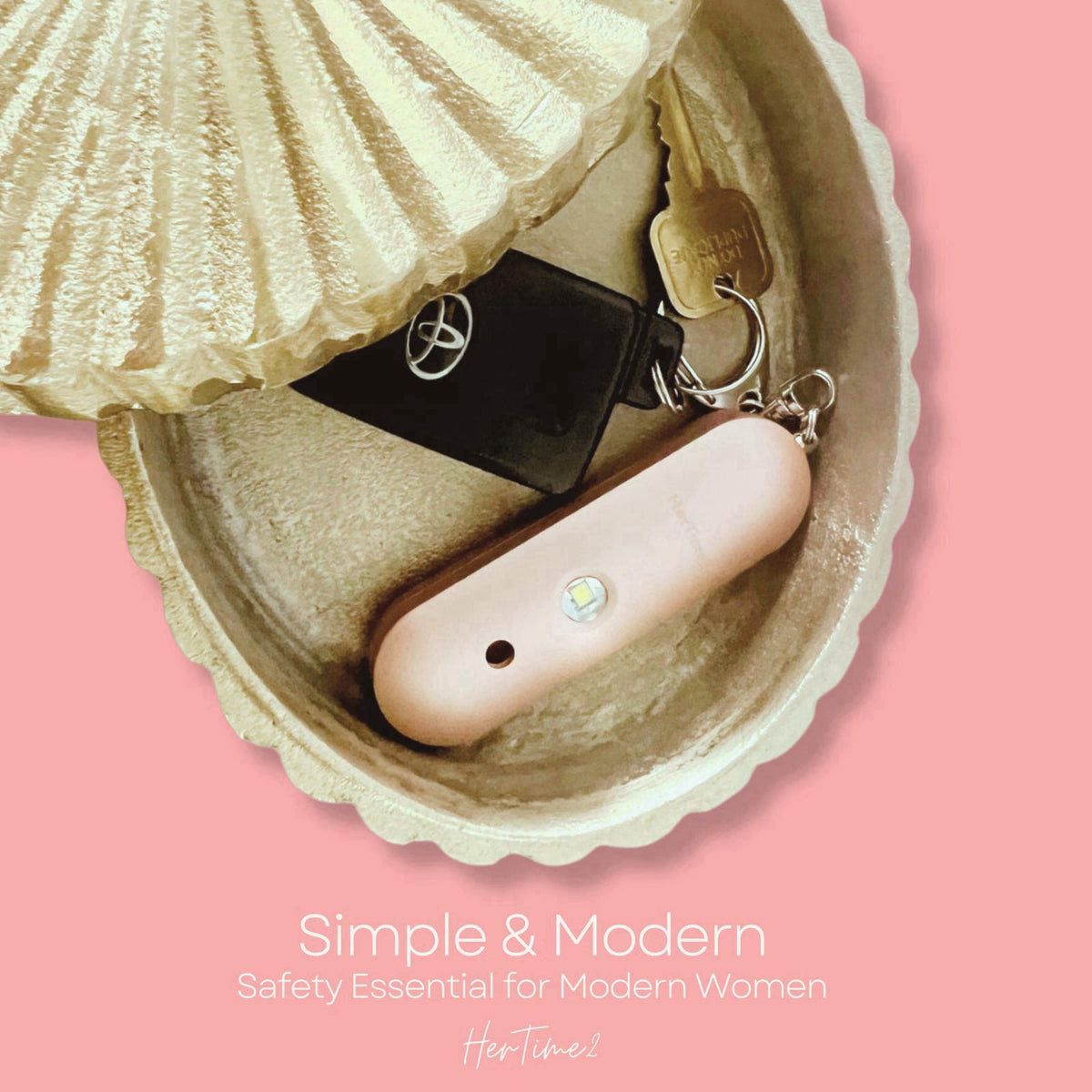 HerTime2 Personal Safety Alarm for Women - Loud Self Defense Siren, Waterproof Keychain with Strobe Light - Battery Powe