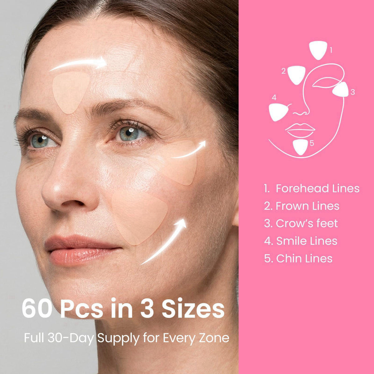 NURIVE PDRN Collagen Wrinkle Patches for Face 60 Count Lifting – full view