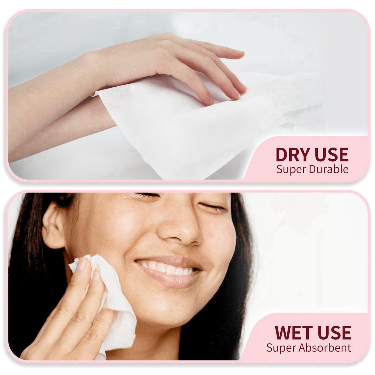 Deluwire Disposable Face Towels for All Skin, 800 Count (Pack of 10) – close-up detail in plain weave