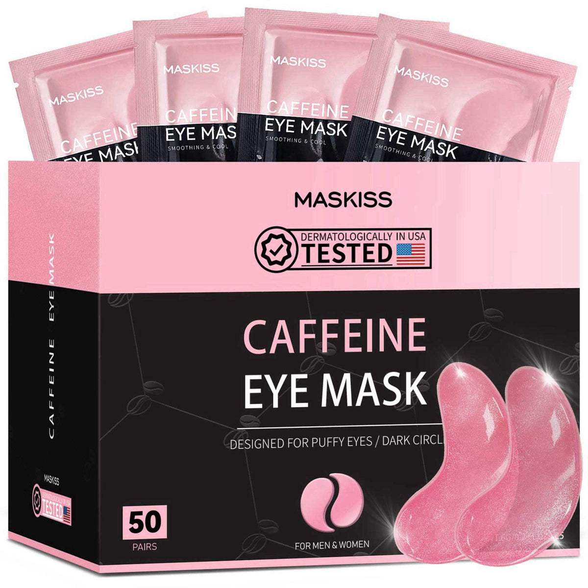 Maskiss Under Eye Patches (50 Pairs), Caffeine Eye Masks for Dark Circles Puffy Eyes Undereye Bags, Collagen Eye Patches