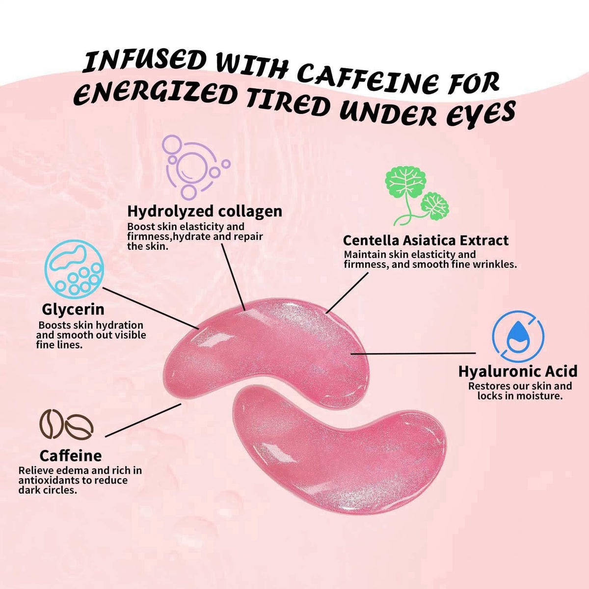 Maskiss Under Eye Patches (50 Pairs), Caffeine Eye Masks for Dark Circles Puffy Eyes Undereye Bags, Collagen Eye Patches