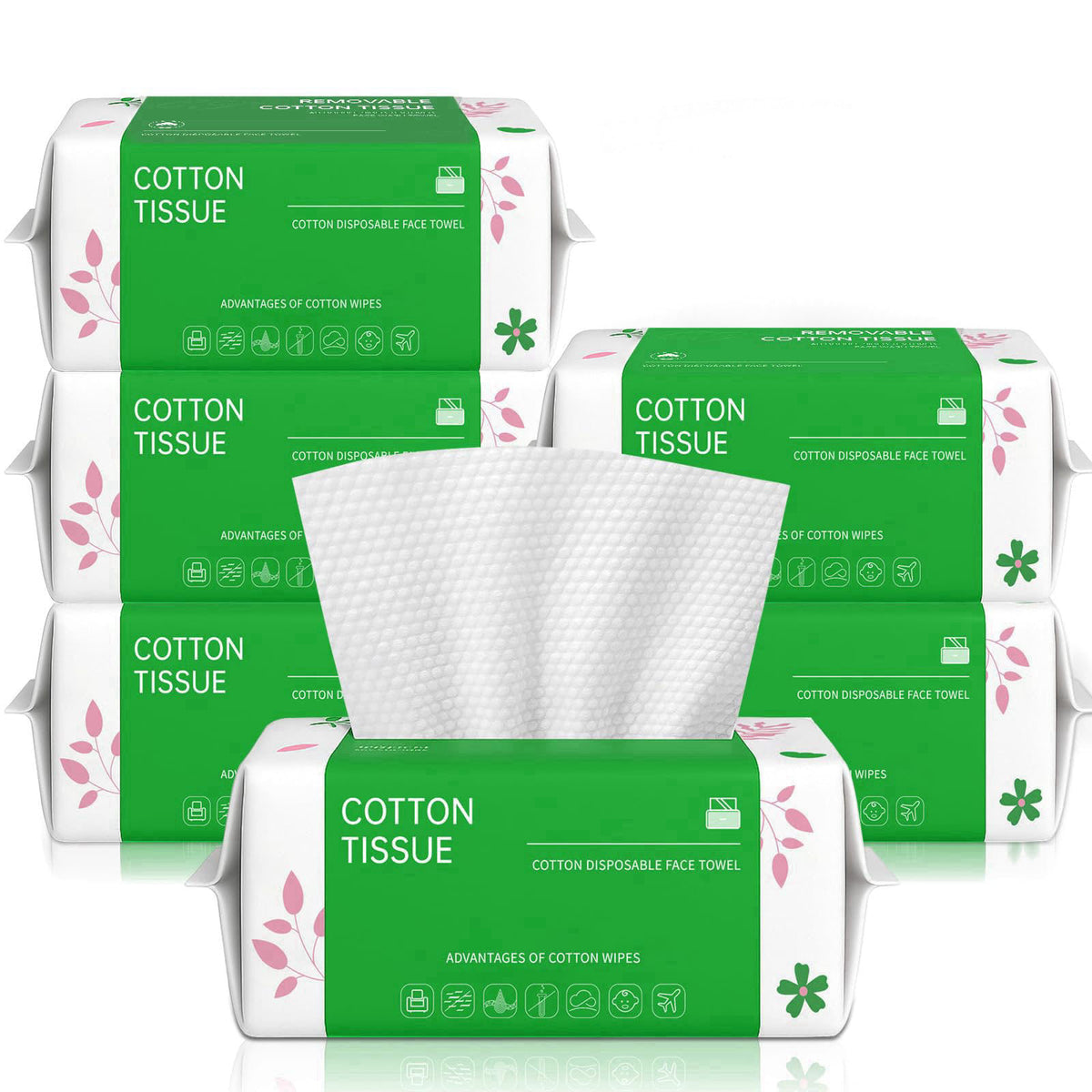 BFHKXW Disposable Face Towels 100 Count, Biodegradable Facial Towels for Sensitive Skin, Ultra Soft & Thick Face Cloth, 