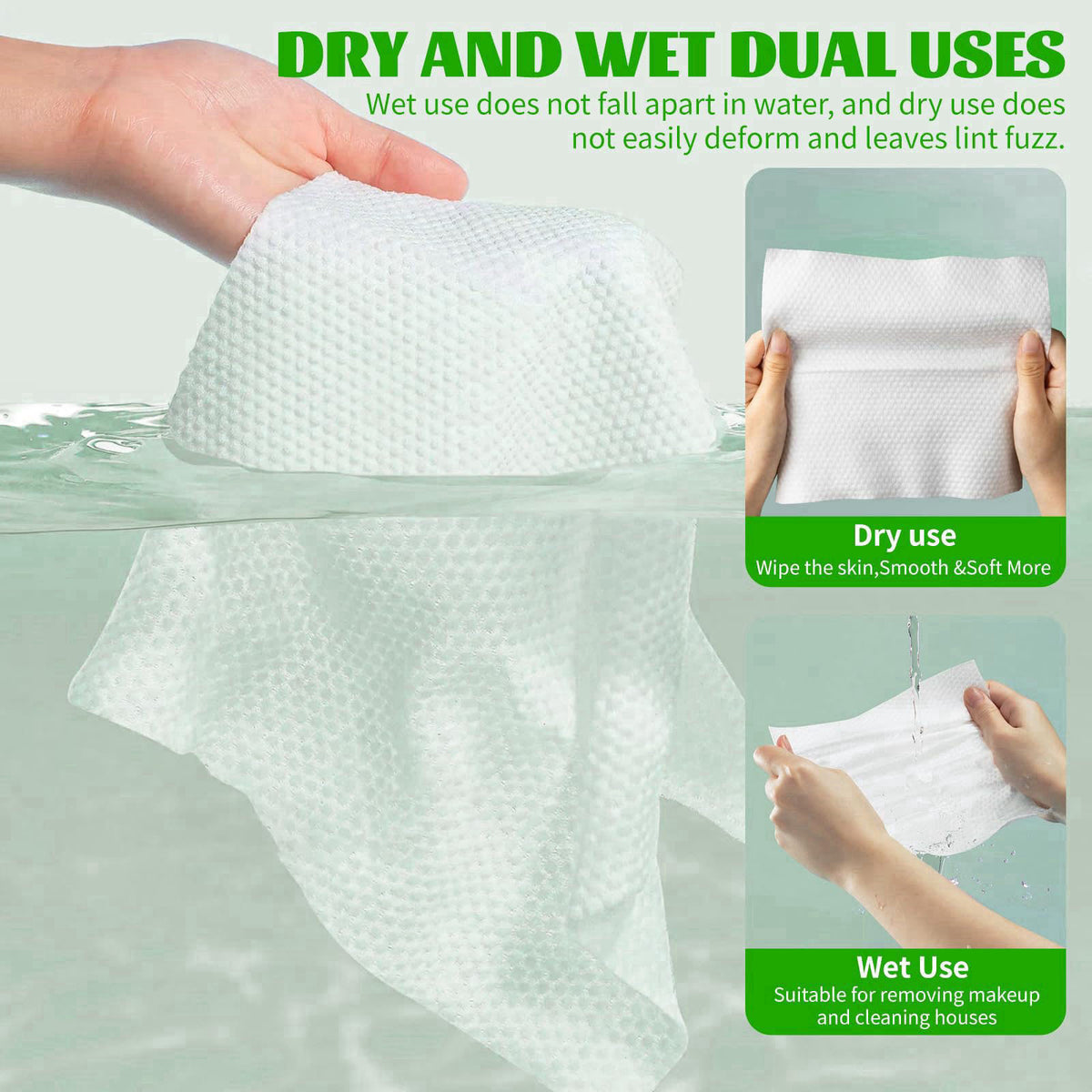 BFHKXW Disposable Face Towels 100 Count, Biodegradable Facial Towels for Sensitive Skin, Ultra Soft & Thick Face Cloth, 