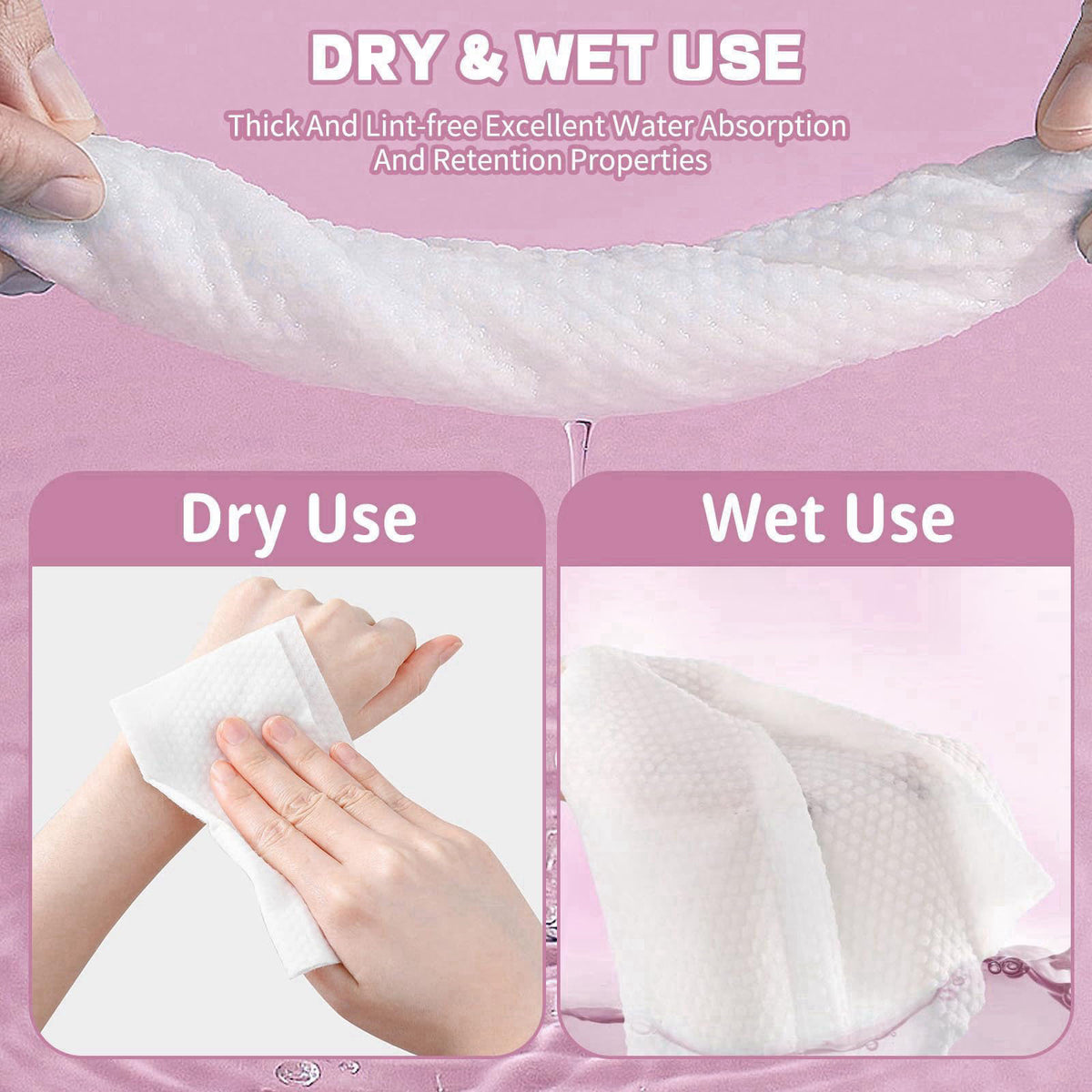 Hsxfl Disposable Face Towel 100 Count for Washing Soft Cotton Dry Wipes Facial Cloths Towelettes for Washing and Drying,