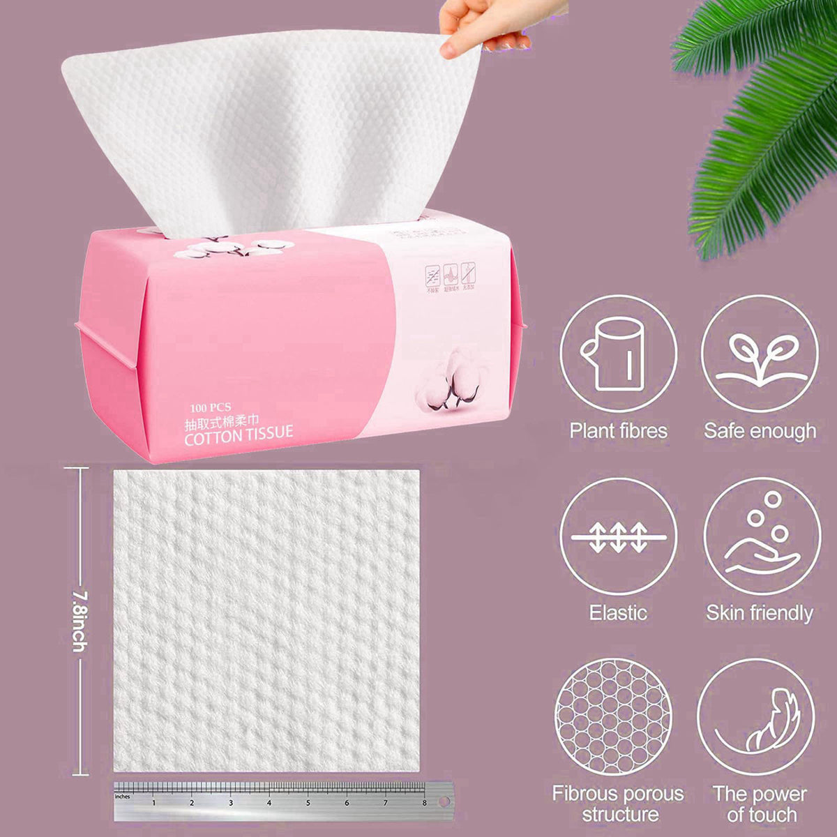 Hsxfl Disposable Face Towel 100 Count for Washing Soft Cotton Dry Wipes Facial Cloths Towelettes for Washing and Drying,