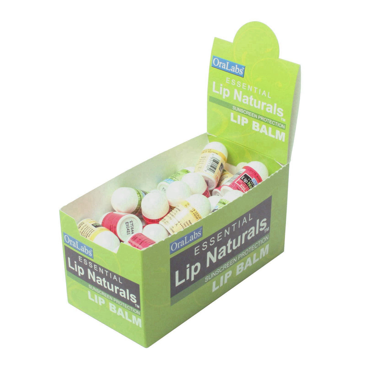 CHAP-ICE Lip Naturals® Mini Lip Balm, SPF 15, 50 Count Display – close-up detail in Assorted