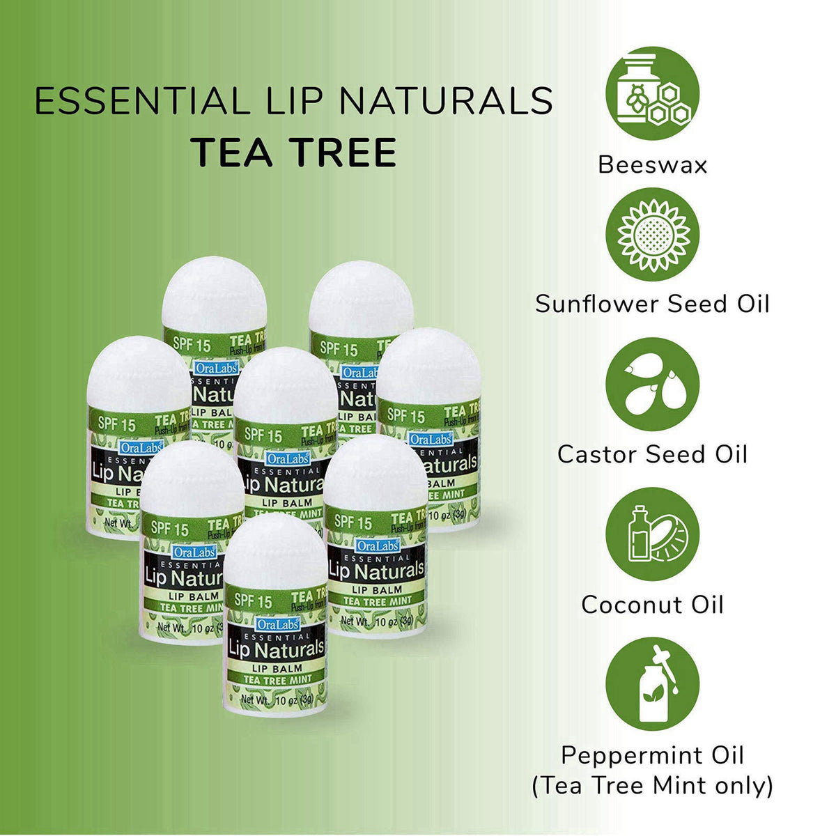 CHAP-ICE Lip Naturals® Mini Lip Balm, SPF 15, 50 Count Display – back view and specifications