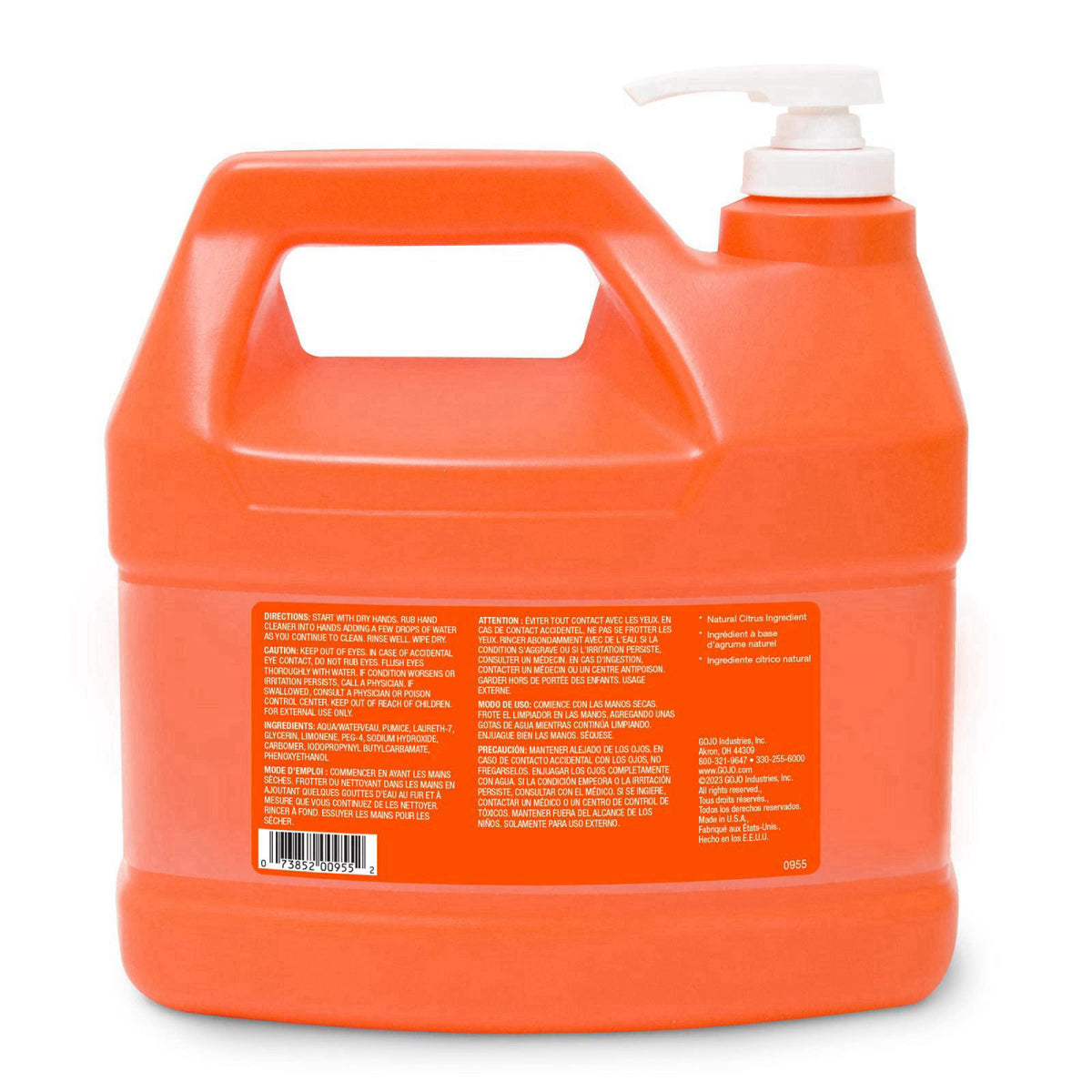 GOJO Natural Orange Pumice Hand Cleaner, Pump Bottle, 1ct x 1 Gal - 0955-02 – product photo (Hand Wash)