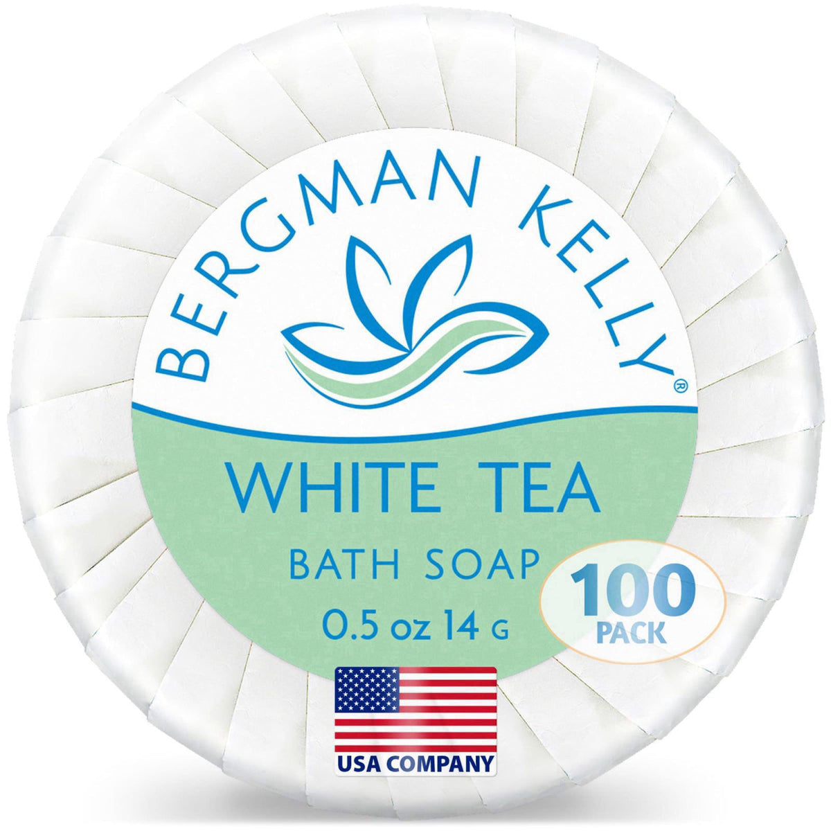 BERGMAN KELLY - Hotel Soap Bars - White Tea, 0.5 oz, 100 PK - Travel Size Luxury Bulk Amenities Bar Soap - Mini Individu